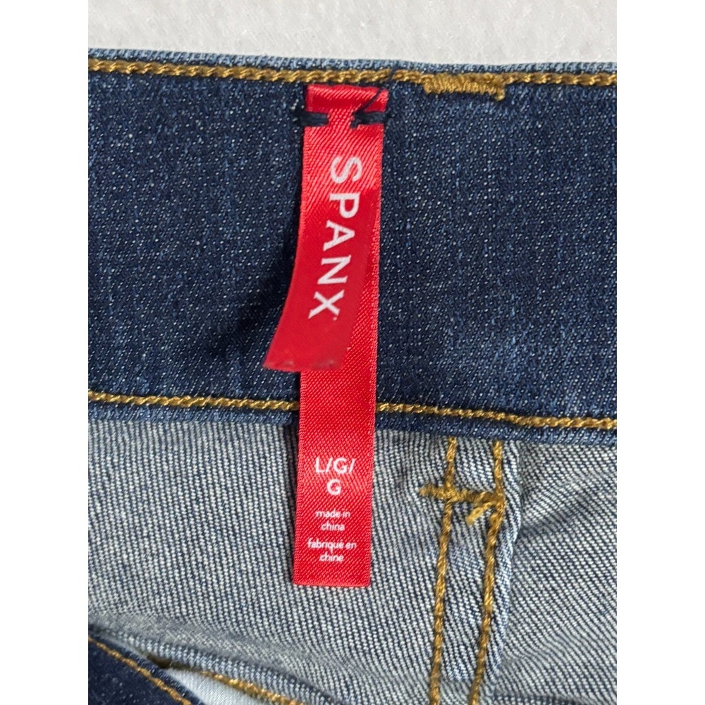 Spanx Womens Large Skinny Jeans Dark Wash Blue Pull On High Rise Stretch Denim - Picture 6 of 6